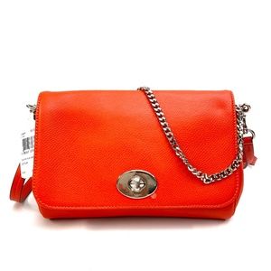 Coach Crossgrain Leather Mini Ruby Crossbody Orange